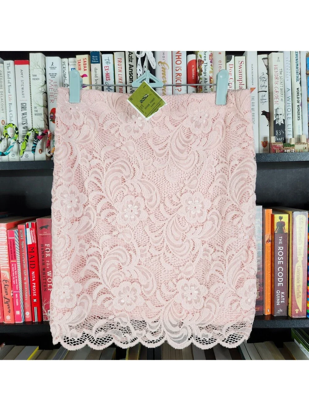 Ambiance Blush Pink Floral Lace Pencil Skirt Medium Lined